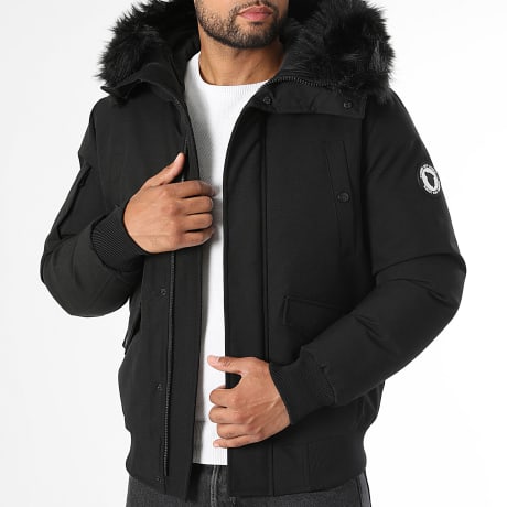 Comme Des Loups - Blouson Capuche Fourrure Benton Noir
