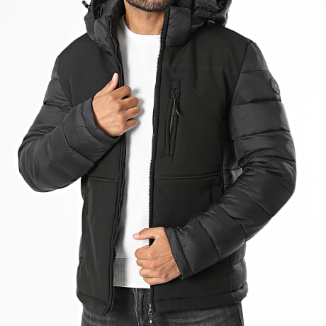 Kymaxx - Plumífero con capucha Cremallera Negro