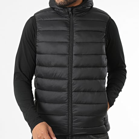 Kymaxx - Plumífero sin mangas con cremallera capucha Negro
