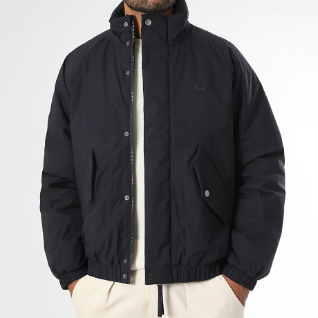 Lacoste - Chaqueta con cremallera cuello alto Logo bordado cocodrilo tono sobre tono azul marino