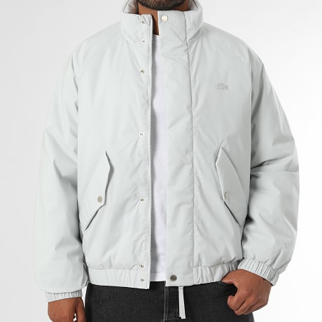 Lacoste - Chaqueta con cremallera cuello alto Logo bordado cocodrilo tono sobre tono gris claro