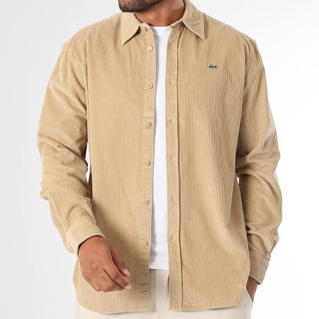 Lacoste - Surchemise Velours Côtelé Regular Fit Logo Brodé Crocodile Beige