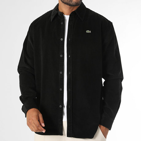 Lacoste - Surchemise Velours Côtelé Regular Fit Logo Brodé Crocodile Noir