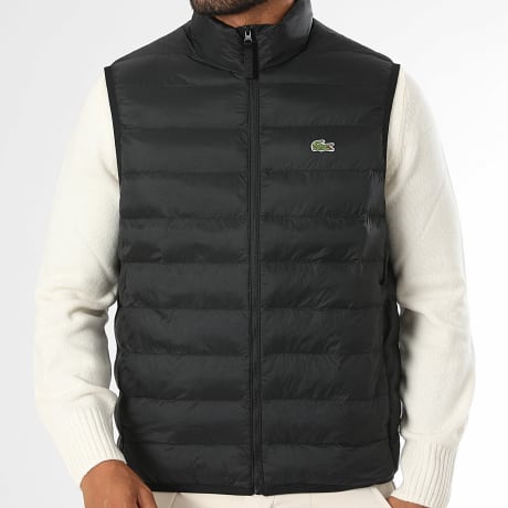 Lacoste - Plumífero Sin Mangas Logo Bordado Cocodrilo Negro