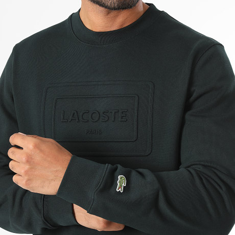 Lacoste - Hoodie Crewneck Classic Fit Donkergroen met Reliëf Logo
