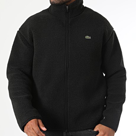 Lacoste - Giacca Polare Zippata Logo Ricamato Coccodrillo Nero