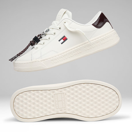 Tommy Jeans - Baskets Femme Logo Sneaker 3129 Ivory Burgundy Velvet
