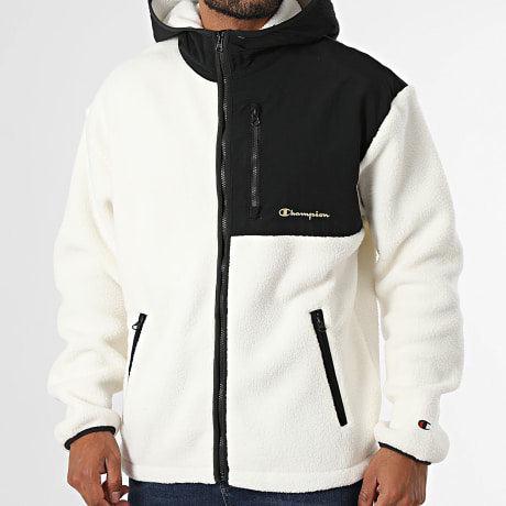 Champion - Jacket Fleece Zipped Hooded 222610 Light Beige Black