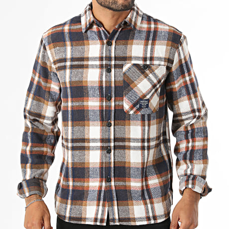 Deeluxe - Camisa de mangas compridas às riscas Dyani 4853 Bege Azul Marinho Vermelho