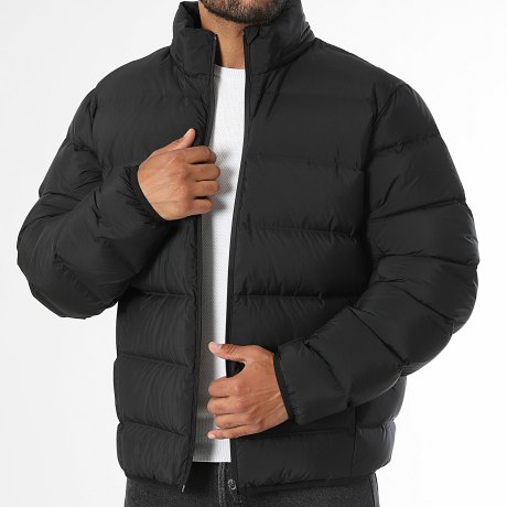 Lacoste - Plumífero con capucha y cremallera Logo Cocodrilo Ton Sur Ton Negro