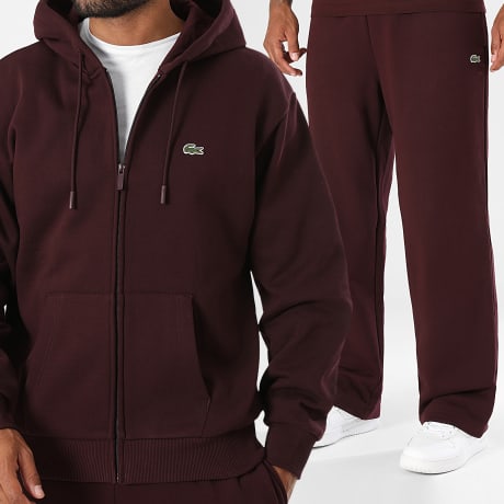 Lacoste - Conjunto Chándal Logo Bordado Cocodrilo Burdeos