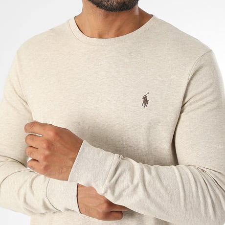 Polo Ralph Lauren - T-Shirts Long Sleeve Custom Slim Original Player Heather Beige