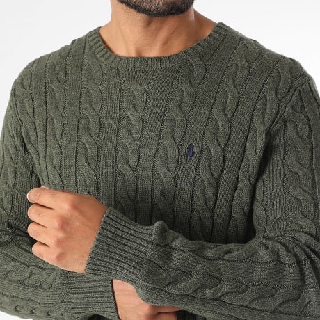 Polo Ralph Lauren - Pull En Maille Original Player Vert Kaki Noir