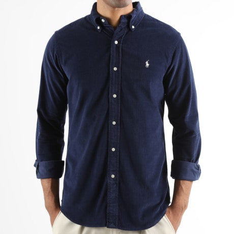 Polo Ralph Lauren - Shirt Long Sleeves Corduroy Custom Fit Original Player Navy Blue