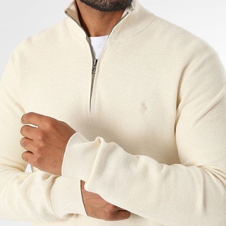Polo Ralph Lauren - Pull Col Zippé Original Player Beige Clair