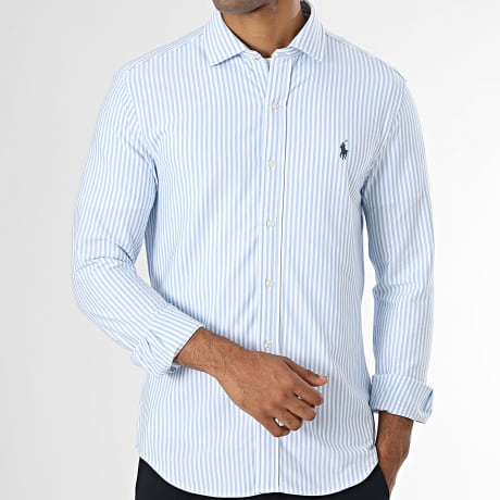 Polo Ralph Lauren - Shirt Long Sleeves Striped Original Player Light Blue White