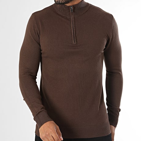 KZR - Pull Col Zippé 050 Marron