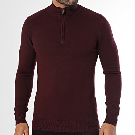 KZR - Pull Col Zippé 050 Bordeaux