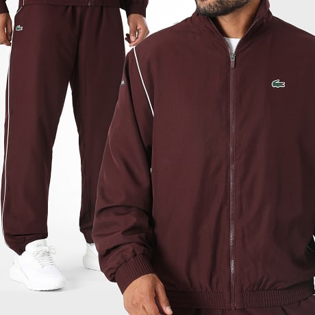 Lacoste - Chándal Relaxed Fit Logo Cocodrilo Burdeos x Novak Djokovic
