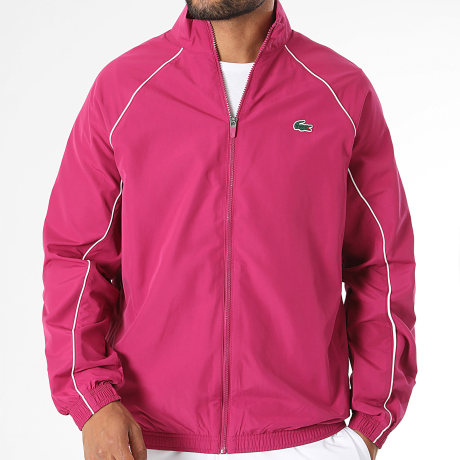 Lacoste - Veste Zippée Regular Fit Logo Crocodile Rose Fuchsia