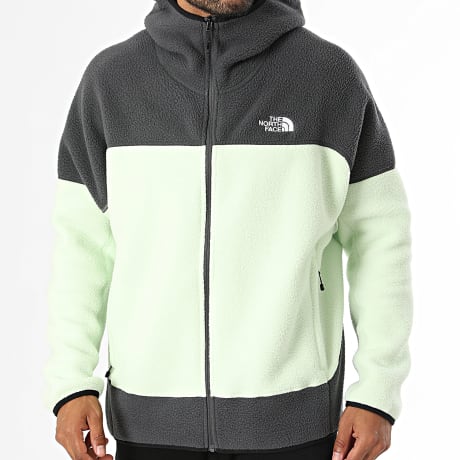 The North Face - Veste Polaire Zippée A Capuche Mask Fleece A8J6Q Vert Clair Gris