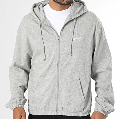 Calvin Klein - Sweat Capuche Zippé Icon Essential NM3073 Gris Chiné