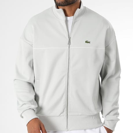 Lacoste - Veste Zippée Logo Brodé Crocodile Gris Clair