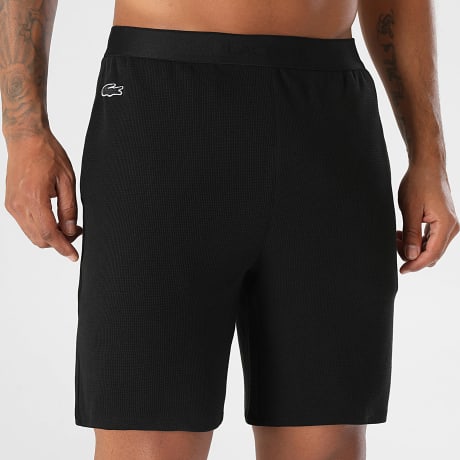 Lacoste - Short Jogging Waffle Logo Brodé Crocodile Noir