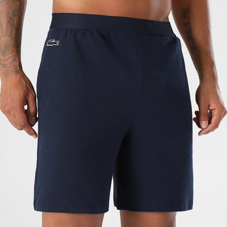 Lacoste - Short Jogging Waffle Logo Brodé Crocodile Bleu Marine