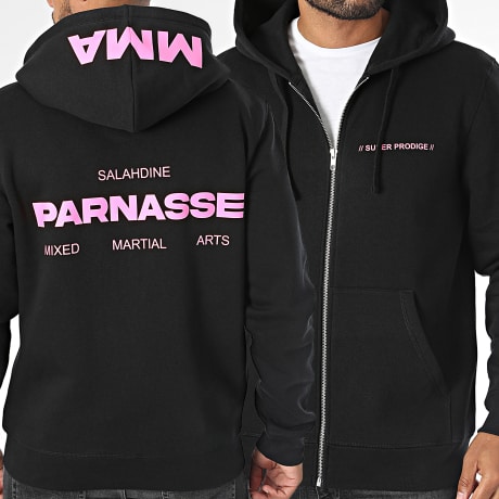 Super Prodige - Reißverschluss Hoodie Salahdine Parnasse Schwarz Neonrosa