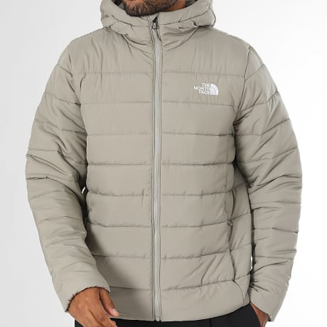 The North Face - Plumífero con capucha con cremallera Aconcagua A8H0K Gris Claro