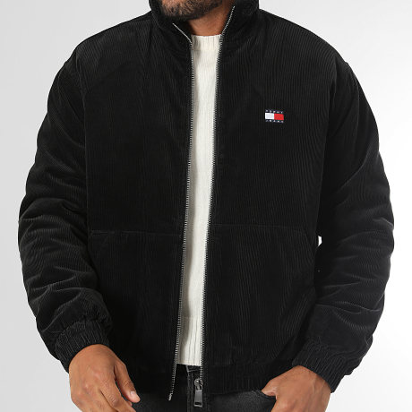 Tommy Jeans - Casaco Zíper Veludo Cotelê Washed 3610 Preto