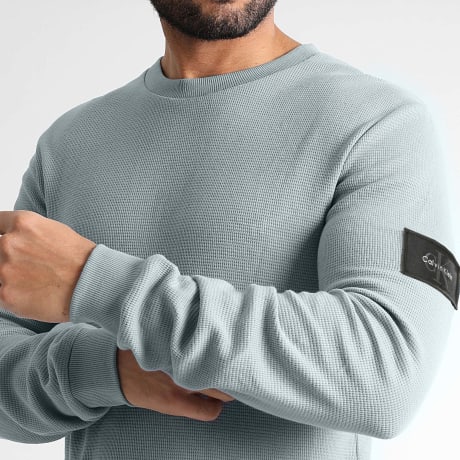 Calvin Klein - Hoodie Crewneck Struktur Waffel J209G Grau