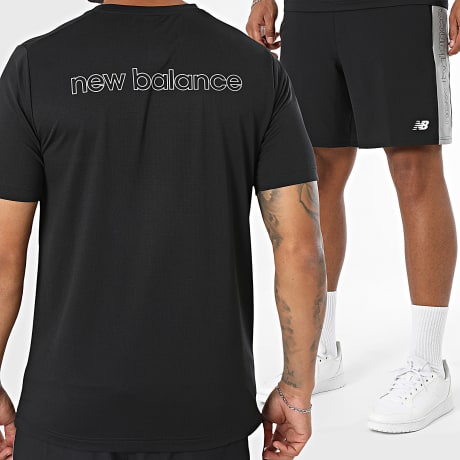 New Balance - Ensemble Tee Shirt Et Short Jogging MT62C74I MB62E3PD Noir Gris Anthracite