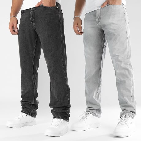 LBO - Pack de 2 Vaqueros Relaxed Straight Fit 2507 3572 Gris Claro Denim Negro Denim