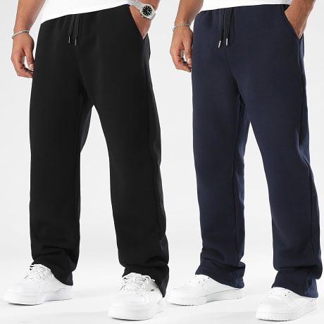 LBO - Pack de 2 Pantalones de chándal anchos 1356 1470 Negro Azul Marino
