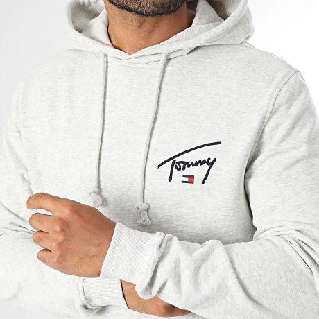 Tommy Jeans - Sweat Capuche Regular Fit Entry Signature 3587 Gris Chiné