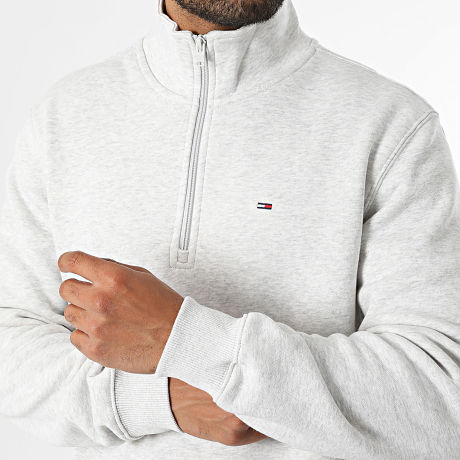 Tommy Jeans - Sweat Col Montant Zippée Regular Fit 0339 Gris Chiné