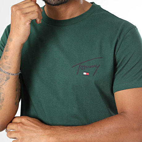 Tommy Jeans - T-Shirt Slim Signature Chest 3550 Verde Escuro