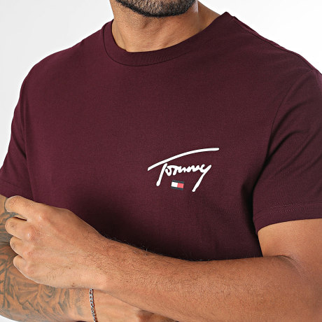 Tommy Jeans - Tee Shirt Slim Signature Chest 3550 Bordeaux