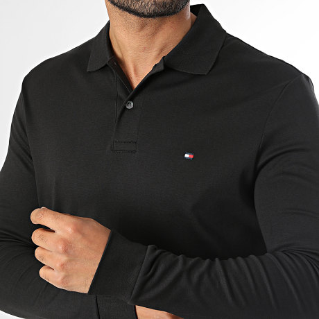 Tommy Hilfiger - Polo Manches Longues Regular Fit Liquid Cotton 7317 Noir