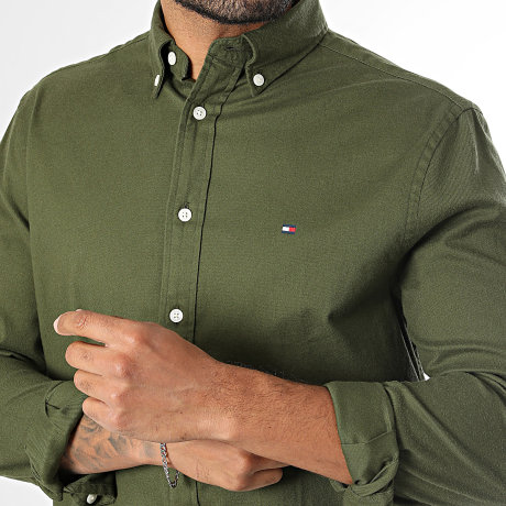 Tommy Hilfiger - Camisa Manga Larga Flex Flannel Solid 0469 Verde Kaki