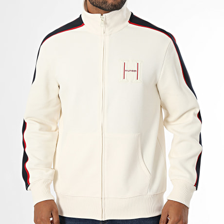 Tommy Hilfiger - Veste Zippée A Bandes Badge Teddy 4957 Beige Clair