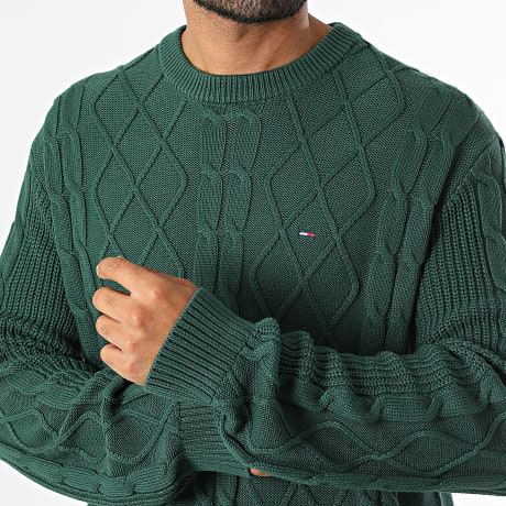 Tommy Jeans - Pull Regular Fit Cable Knit 3405 Vert