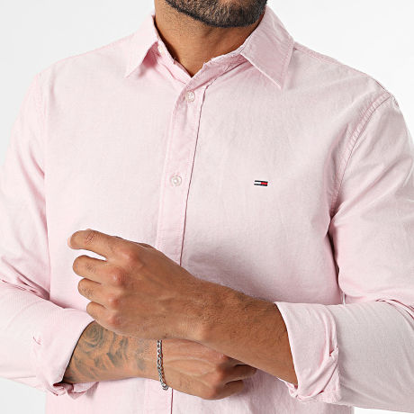 Tommy Jeans - Camisa Manga Larga Slim Fit Oxford 3513 Rosa