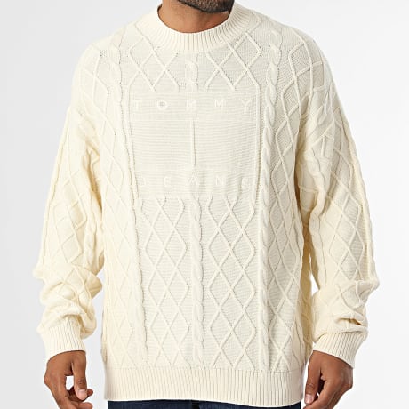 Tommy Jeans - Pull Relaxed Flag Cable 3614 Beige