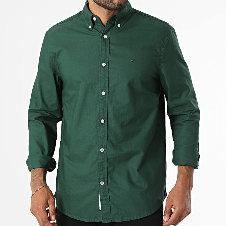 Tommy Jeans - Camisa Manga Larga Regular Fit Oxford 3711 Verde
