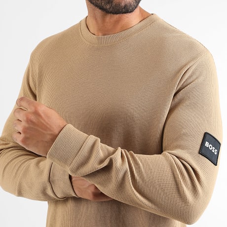 BOSS - Sweat Crewneck Waffle Patch Camel Exclusivité LaBoutiqueOfficielle