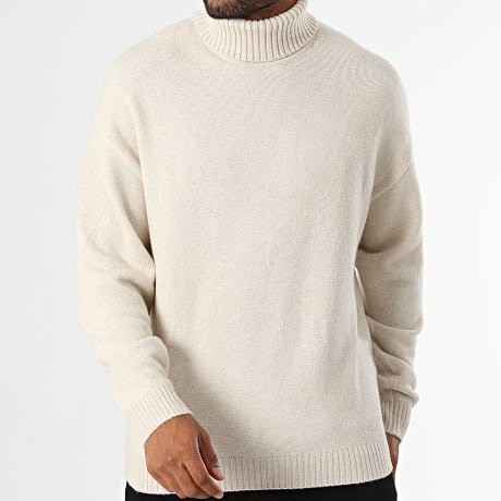 JJ Rebel - Pull Col Roulé En Maille Sonar Beige