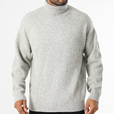 JJ Rebel - Pull Col Roulé En Maille Sonar Gris Chiné